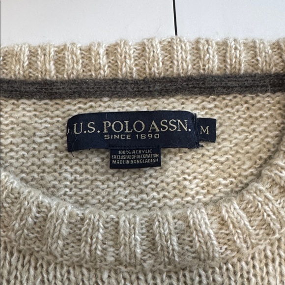 U.S. Polo Assn. Men's Crewneck Sweater - Navy, Gray, and Beige Stripes - Picture 3 of 9